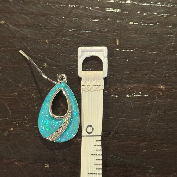 Silver and Turquoise Opal Earrings - Picture 6 of 6